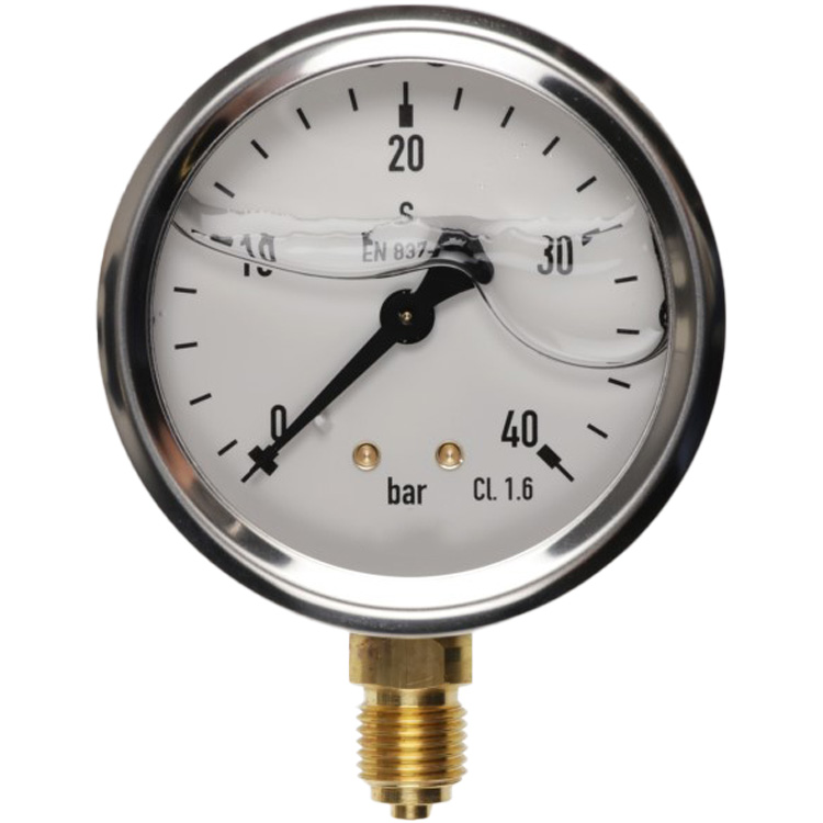 Pressure gauge 0-40 bar 63mm 1/4" male thread at bottom