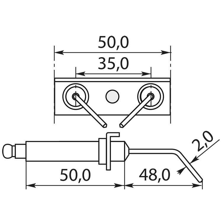 Électrode d'allumage double 50x40 "LAVOR