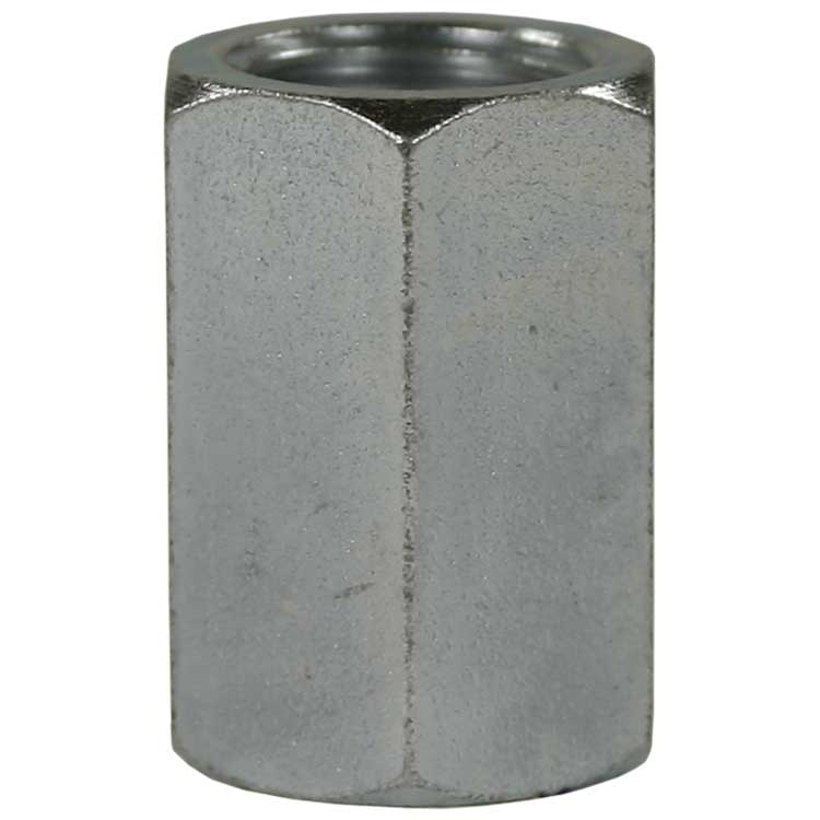 Socket with 2x female thread galvanised steel 1/4"