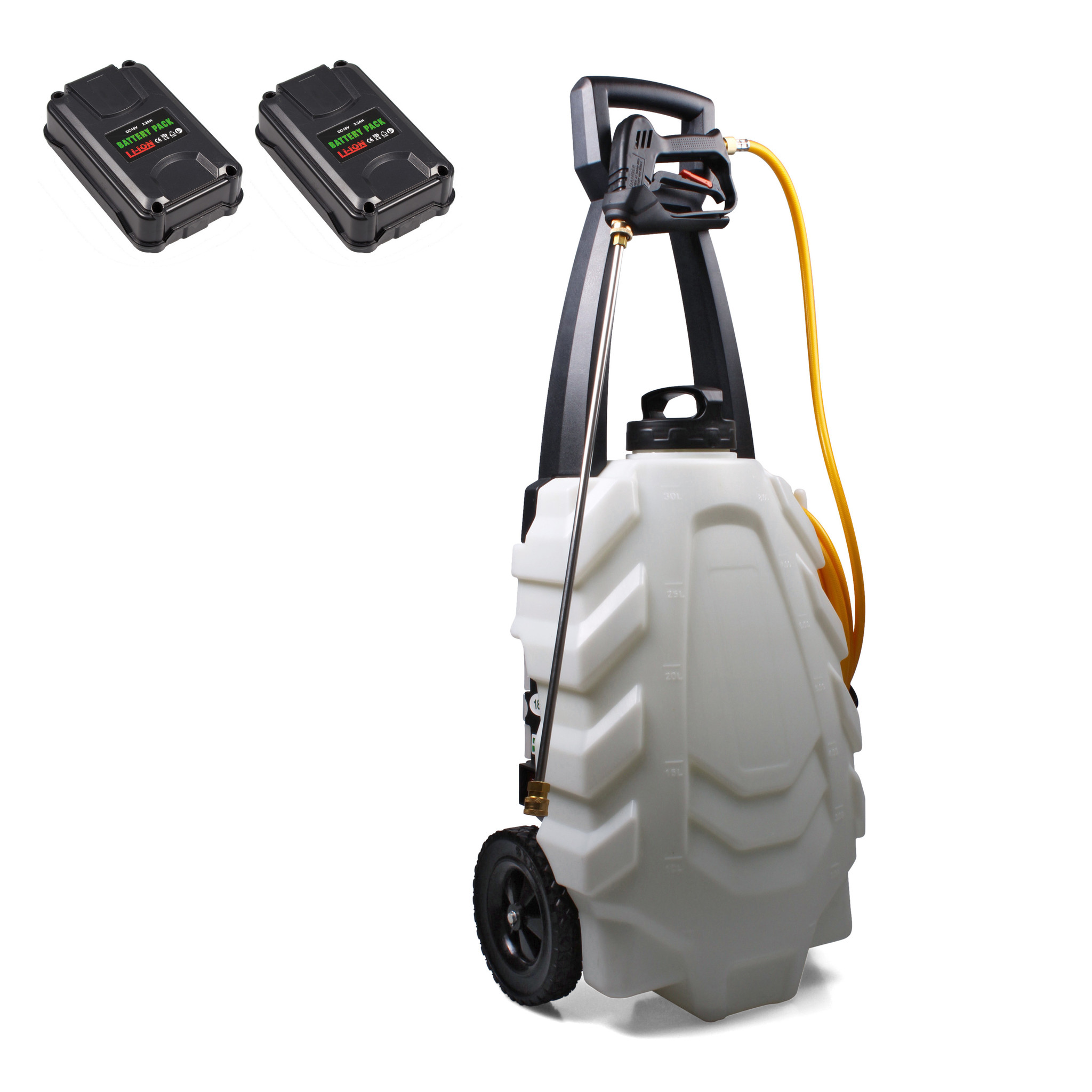 SAMOURAI Elektrischer Sprüher 30L auf Rollwagen mit 2 Akkus