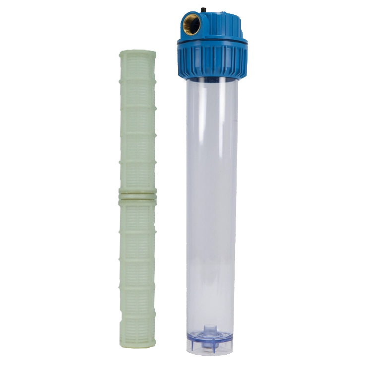 1" Filtergehäuse mit Filtereinsätze - 2x 9" Filter einsätze Kunststoff waschbar - 60 Mikrometer (µm)