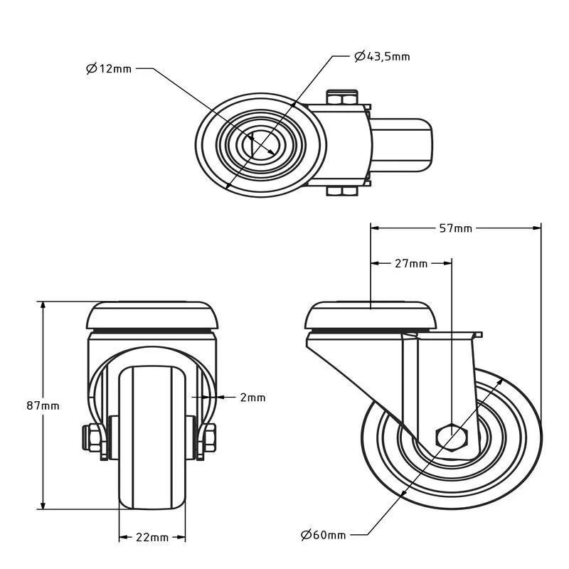 Lenkrolle Edelstahl 60mm  für Turbodevil Flächenreiniger